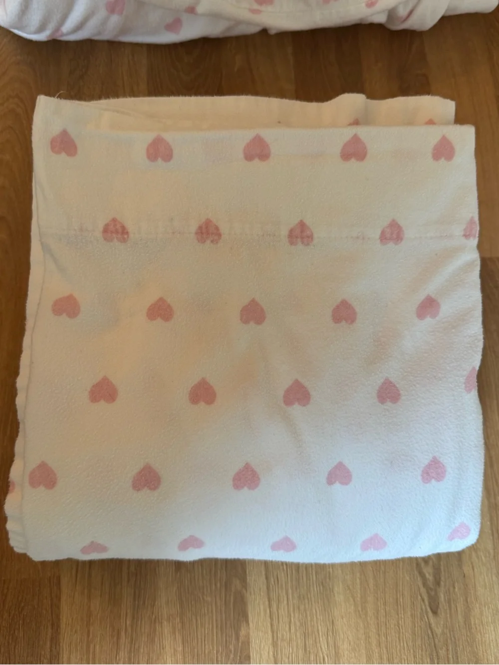 Pottery Barn Kids Full/Double Pink Heart Flannel Sheet Set Fitted Flat coquette
